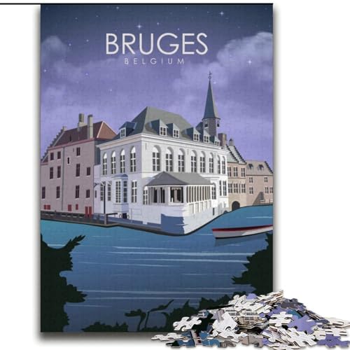 2000-teiliges Puzzle für Teenager, Geschenke, Brügge, Belgien, Reisekunst, Spielspielzeug, jedes Teil ist einzigartig – anspruchsvolles Familienspiel für 14-Jährige, 70x100cm von ABKMXDKZ