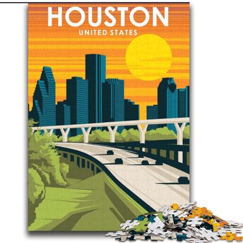 2000-teiliges Puzzle für Teenager, Geschenke, Houston, Texas, Reisekunst, Spielspielzeug, jedes Teil ist einzigartig – anspruchsvolles Familienspiel für 14-Jährige, 70x100cm von ABKMXDKZ