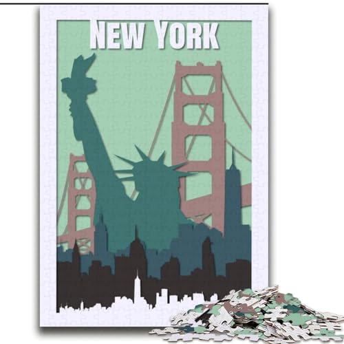 2000-teiliges Puzzle für Teenager, New York-Reiseplakat, Spielzeug, Lernspiele, Stressabbau, Eltern-Kind-Interaktion, 70x100cm von ABKMXDKZ
