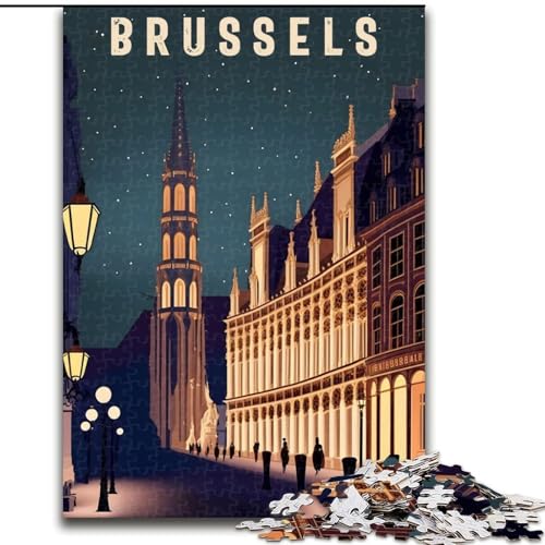 Puzzle 1000 Teile für Erwachsene, Brüssel, Belgien, Reisen, dekomprimierendes intellektuelles Lernspielzeug, ganze Familie, 26x38cm von ABKMXDKZ