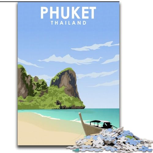 Puzzle 1000 Teile für Erwachsene, Phuket, Thailand, Reisekunst, dekomprimierendes intellektuelles Lernspielzeug, ganze Familie, 26x38cm von ABKMXDKZ