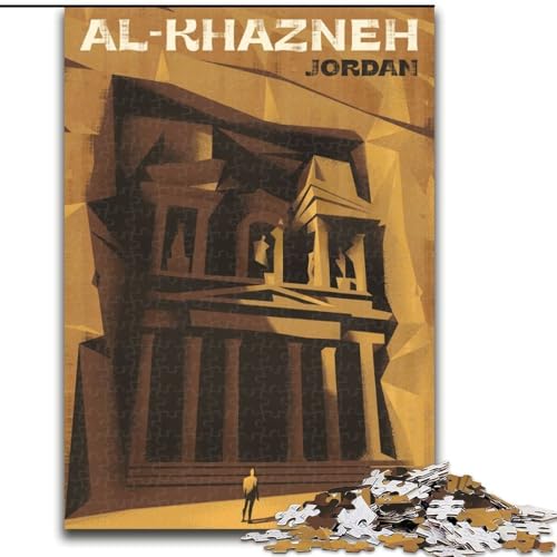 Puzzle 1000 Teile für Erwachsene Al-Khazneh, Jordanien, Dekomprimierendes intellektuelles Lernspielzeug ganze Familie 26x38cm von ABKMXDKZ