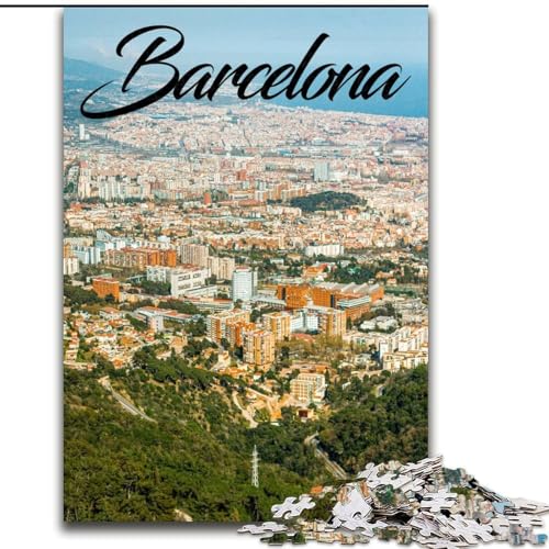 Puzzle 1000 Teile für Erwachsene Barcelona, dekomprimierendes intellektuelles Lernspielzeug ganze Familie 26x38cm von ABKMXDKZ