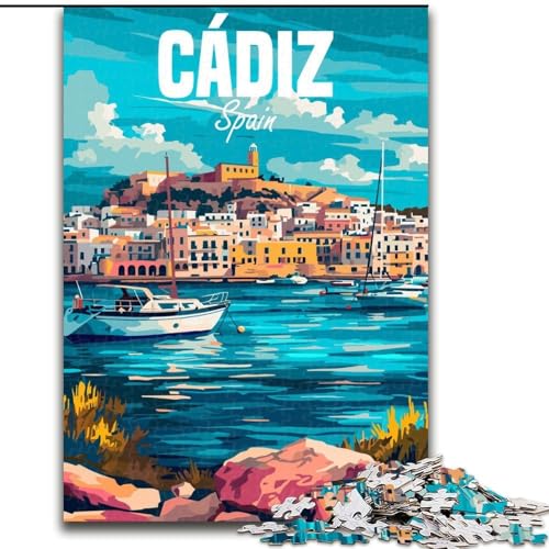 Puzzle 1000 Teile für Erwachsene Cadiz, Spanien, dekomprimierendes intellektuelles Lernspielzeug ganze Familie, 26x38cm von ABKMXDKZ
