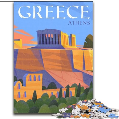 Puzzle 1000 Teile für Erwachsene und Jugendliche, Athen, Griechenland, Illustration, Spielzeug, Lernspiele, Stressabbau, Stärkung der Liebe zwischen Paaren, 26x38cm Puzzle 1000 Teile für Erwachsene und Jugendliche, Athen, Griechenland, Illustration, Spielzeug, Lernspiele, Stressabbau, Stärkung der Liebe zwischen Paaren, 26x38cm von ABKMXDKZ