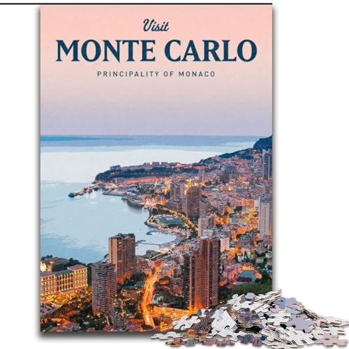 Puzzle 1000 Teile für Erwachsene und Jugendliche, Besuch in Monte Carlo, Spielzeug, Lernspiele, Stressabbau, Stärkung der Liebe zwischen Paaren, 50x75cm von ABKMXDKZ
