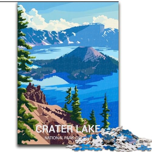 Puzzle 1000 Teile für Erwachsene und Jugendliche, Crater Lake Nationalpark, Spielzeug, Lernspiele, Stressabbau, Stärkung der Liebe zwischen Paaren, 50x75cm von ABKMXDKZ