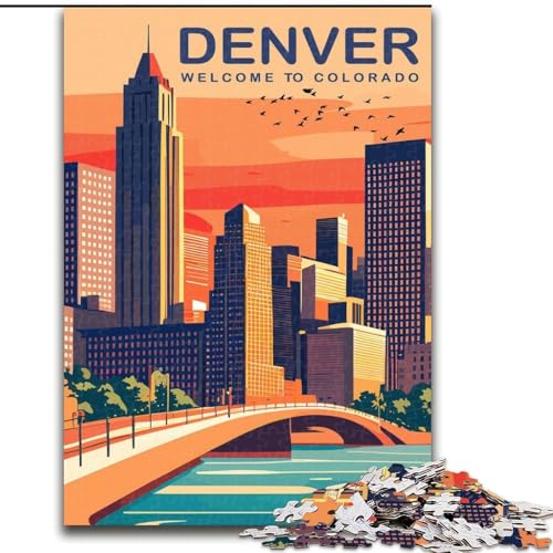 Puzzle 1000 Teile für Erwachsene und Jugendliche, Denver, Spielzeug, Lernspiele, Stressabbau, Stärkung der Liebe zwischen Paaren, 26x38cm von ABKMXDKZ