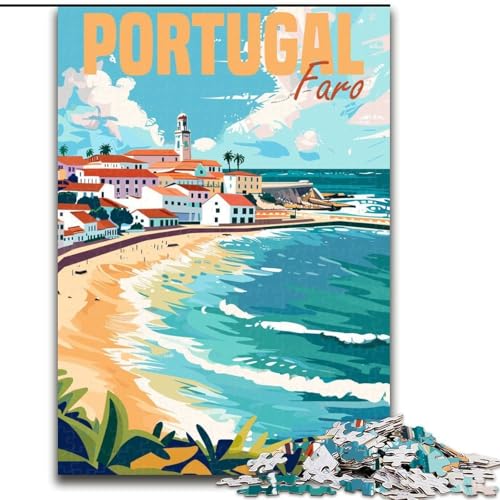 Puzzle 1000 Teile für Erwachsene und Jugendliche, Faro, Portugal, Reisen, Spielzeug, Lernspiele, Stressabbau, Stärkung der Liebe zwischen Paaren, 26x38cm von ABKMXDKZ