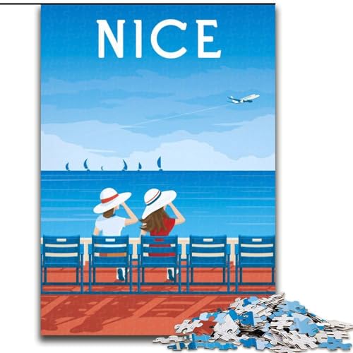 Puzzle 1000 Teile für Erwachsene und Jugendliche, Frankreich, schönes Stadtbild, Spielzeug, Lernspiele, Stressabbau, Stärkung der Liebe zwischen Paaren, 26x38cm von ABKMXDKZ