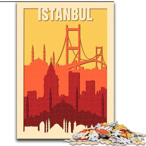 Puzzle 1000 Teile für Erwachsene und Jugendliche, Istanbul-Reiseplakat, Spielzeug, Lernspiele, Stressabbau, Stärkung der Liebe zwischen Paaren, 26x38cm von ABKMXDKZ