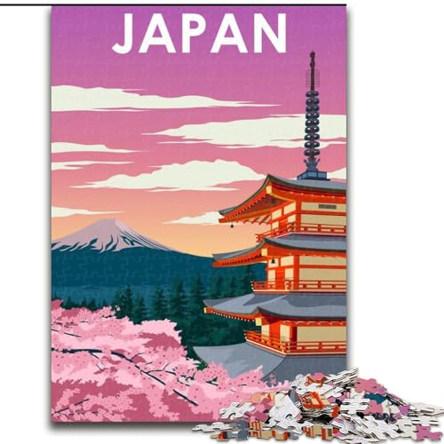 Puzzle 1000 Teile für Erwachsene und Jugendliche, Japan-Reiseplakat, Spielzeug, Lernspiele, Stressabbau, Stärkung der Liebe zwischen Paaren, 26x38cm von ABKMXDKZ