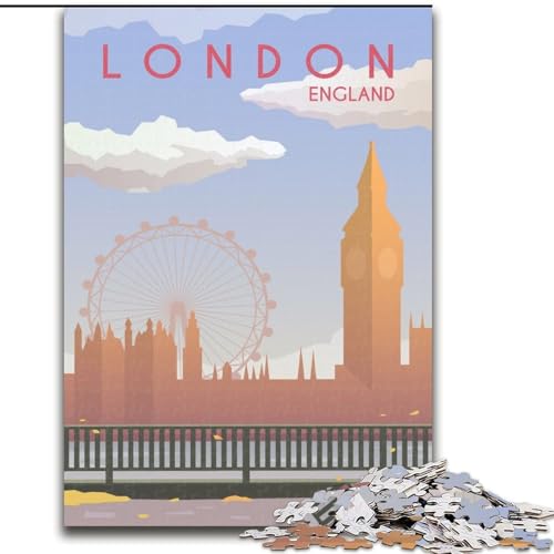 Puzzle 1000 Teile für Erwachsene und Jugendliche, London, Spielzeug, Lernspiele, Stressabbau, Stärkung der Liebe zwischen Paaren, 50x75cm von ABKMXDKZ