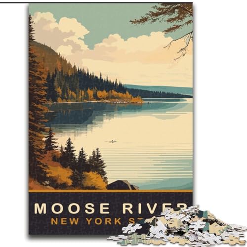 Puzzle 1000 Teile für Erwachsene und Jugendliche, Moose River, Spielzeug, Lernspiele, Stressabbau, Stärkung der Liebe zwischen Paaren, 26x38cm von ABKMXDKZ