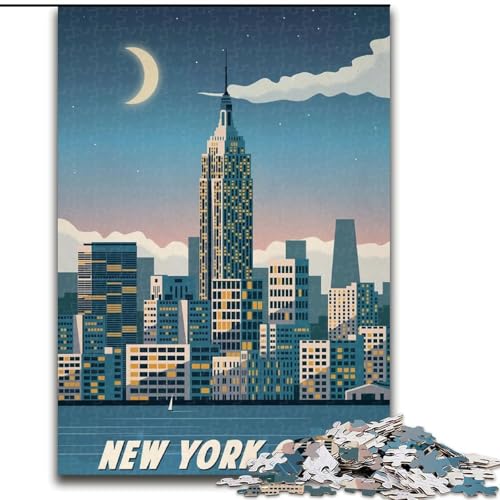 Puzzle 1000 Teile für Erwachsene und Jugendliche, New York City, Spielzeug, Lernspiele, Stressabbau, Stärkung der Liebe zwischen Paaren, 50x75cm von ABKMXDKZ
