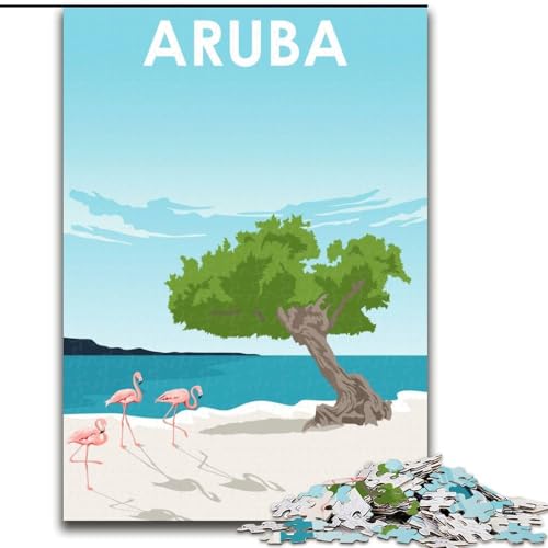 Puzzle 1000 Teile für Erwachsene und Jugendliche, Reiseposter der Insel Aruba, Spielzeug, Lernspiele, Stressabbau, Stärkung der Liebe zwischen Paaren, 26x38cm von ABKMXDKZ