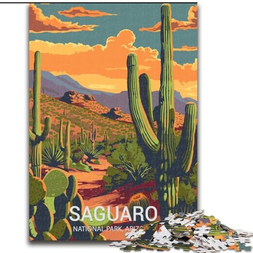 Puzzle 1000 Teile für Erwachsene und Jugendliche, Sonnenuntergang im Saguaro-Nationalpark, Spielzeug, Lernspiele, Stressabbau, Stärkung der Liebe zwischen Paaren, 26x38cm von ABKMXDKZ