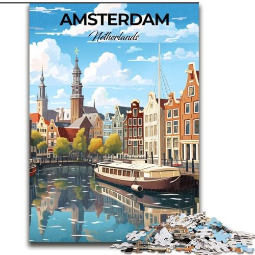 Puzzle 1000 Teile für Teenager, Amsterdam, Niederlande, Spielzeug, Lernspiele, Stressabbau, einzigartige Heimdekoration und Geschenke, 26x38cm von ABKMXDKZ