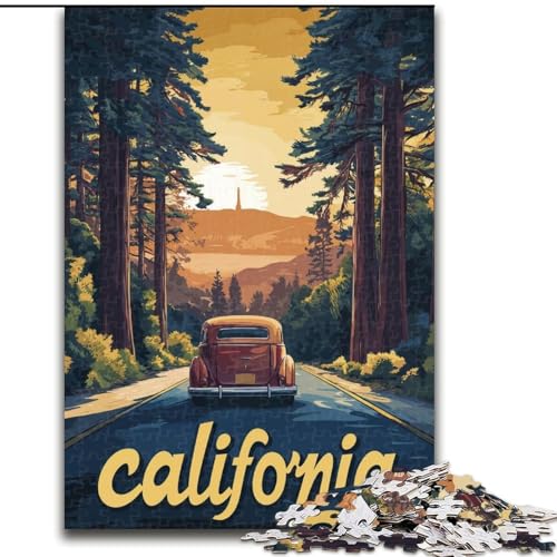 Puzzle 1000 Teile für Teenager, California Road Trip Poster, Lernspielzeug, einzigartige Geburtstags- und Geschenkideen für Kinder ab 14 Jahren, 50x75cm von ABKMXDKZ