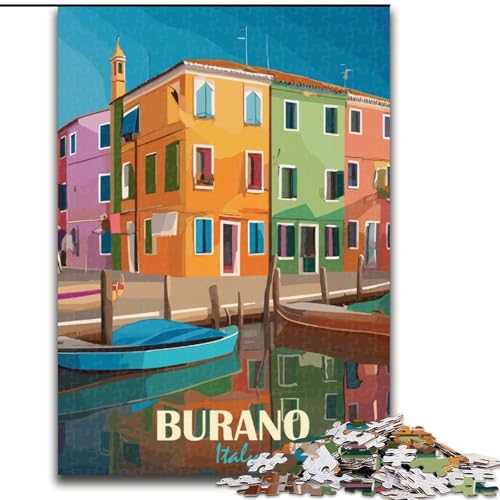 Puzzle 1000 Teile für Teenager, Geschenke, Burano, Italien, Lernspielzeug, einzigartige Geburtstags- und Geschenkideen für Kinder ab 14 Jahren, 50x75cm von ABKMXDKZ