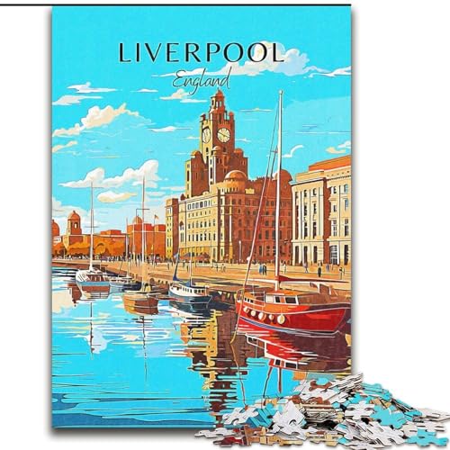 Puzzle 1000 Teile für Teenager, Geschenke, England, Liverpool, Reisen, Lernspielzeug, einzigartige Geburtstags- und Geschenkideen für Kinder ab 14 Jahren, 26x38cm von ABKMXDKZ
