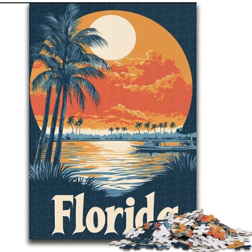 Puzzle 1000 Teile für Teenager, Geschenke, Florida-Sonnenuntergangslandschaftsposter, Lernspielzeug, einzigartige Geburtstags- und Geschenkideen für Kinder ab 14 Jahren, 26x38cm von ABKMXDKZ