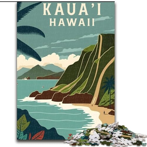Puzzle 1000 Teile für Teenager, Geschenke, Kauai, Hawaii, Reisen, Lernspielzeug, einzigartige Geburtstags- und Geschenkideen für Kinder ab 14 Jahren, 26x38cm Puzzle 1000 Teile für Teenager, Geschenke, Kauai, Hawaii, Reisen, Lernspielzeug, einzigartige Geburtstags- und Geschenkideen für Kinder ab 14 Jahren, 26x38cm von ABKMXDKZ