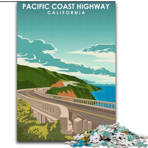 Puzzle 1000 Teile für Teenager, Geschenke, Pacific Coast Highway Art, Lernspielzeug, einzigartige Geburtstags- und Geschenkideen für Kinder ab 14 Jahren, 50x75cm von ABKMXDKZ