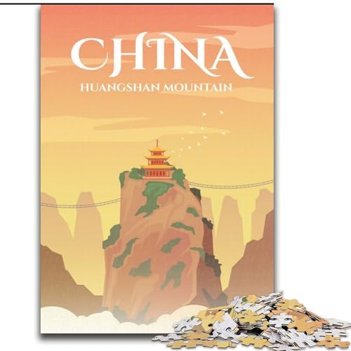 Puzzle 1000 Teile für Teenager, Huangshan-Berg, Lernspielzeug, einzigartige Geburtstags- und Geschenkideen für Kinder ab 14 Jahren, 50x75cm von ABKMXDKZ