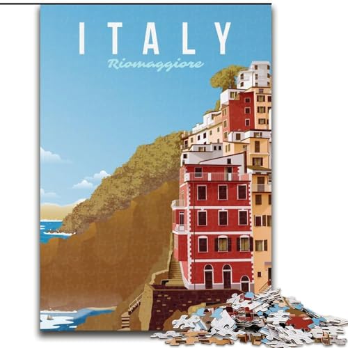Puzzle 1000 Teile für Teenager, Italien Riomaggiore, Spielzeug, Lernspiele, Stressabbau, einzigartige Heimdekoration und Geschenke, 26x38cm von ABKMXDKZ