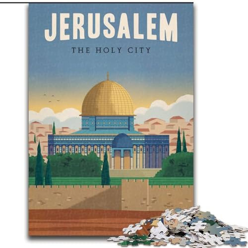 Puzzle 1000 Teile für Teenager, Jerusalem, hilft dem Gehirn, süchtig machendes Spielzeug zu trainieren, um Geduld zu fördern und das Gedächtnis zu verbessern, 26x38cm von ABKMXDKZ