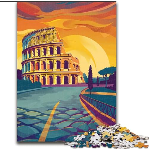 Puzzle 1000 Teile für Teenager, Kolosseum-Sonnenuntergang, Lernspielzeug, einzigartige Geburtstags- und Geschenkideen für Kinder ab 14 Jahren, 26x38cm von ABKMXDKZ