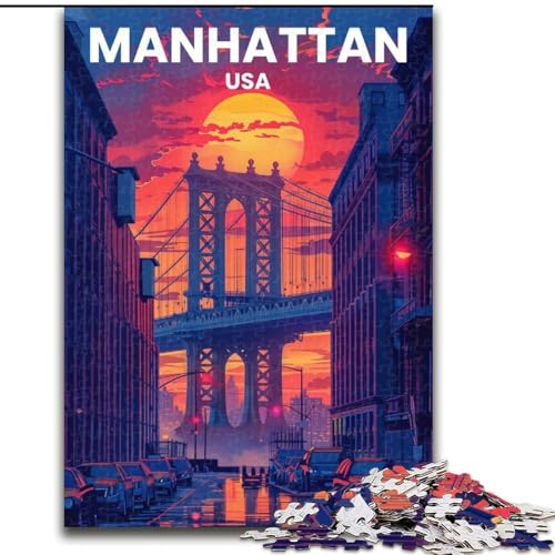 Puzzle 1000 Teile für Teenager, Manhattan-Reiseposter, Spielzeug, Lernspiele, Stressabbau, einzigartige Heimdekoration und Geschenke, 50x75cm Puzzle 1000 Teile für Teenager, Manhattan-Reiseposter, Spielzeug, Lernspiele, Stressabbau, einzigartige Heimdekoration und Geschenke, 50x75cm von ABKMXDKZ