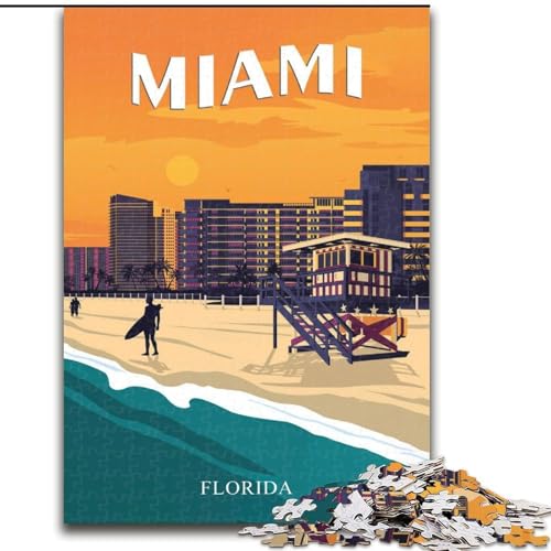 Puzzle 1000 Teile für Teenager, Miami, Florida, USA-Reisen, Spielzeug, Lernspiele, Stressabbau, einzigartige Heimdekoration und Geschenke, 50x75cm von ABKMXDKZ