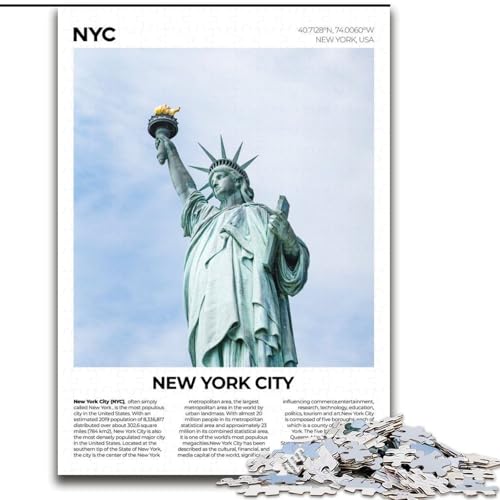 Puzzle 1000 Teile für Teenager, New York City, Spielzeug, Lernspiele, Stressabbau, einzigartige Heimdekoration und Geschenke, 26x38cm von ABKMXDKZ
