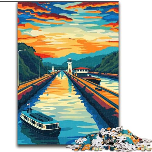 Puzzle 1000 Teile für Teenager, Panamakanal, Spielzeug, Lernspiele, Stressabbau, einzigartige Heimdekoration und Geschenke, 26x38cm von ABKMXDKZ