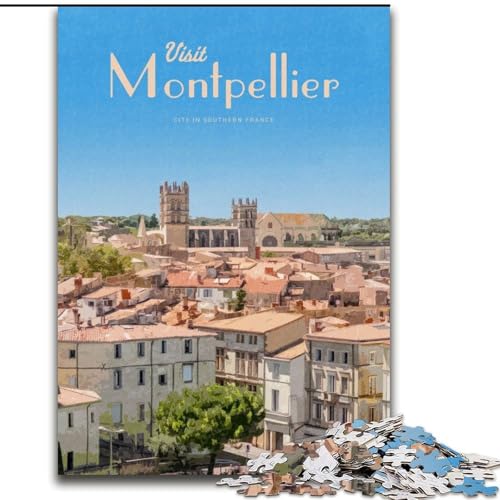 Puzzle 1000 Teile für Teenager, besuchen Sie Montpellier, Lernspielzeug, einzigartige Geburtstags- und Geschenkideen für Kinder ab 14 Jahren, 50x75cm von ABKMXDKZ