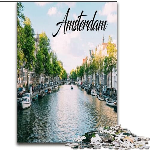 Puzzle 1000 Teile für Teenager Amsterdam, hilft dem Gehirn beim Trainieren, süchtig machendes Spielzeug, um Geduld zu fördern und das Gedächtnis zu verbessern, 26x38cm von ABKMXDKZ
