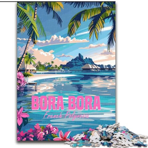 Puzzle 1000 Teile für Teenager Bora Bora Französisch-Polynesien, Lernspielzeug, einzigartige Geburtstags- und Geschenkideen für Kinder ab 14 Jahren, 26x38cm von ABKMXDKZ