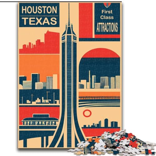 Puzzle 1000 Teile für Teenager Houston, Spielzeug, Lernspiele, Stressabbau, einzigartige Heimdekoration und Geschenke, 26x38cm von ABKMXDKZ