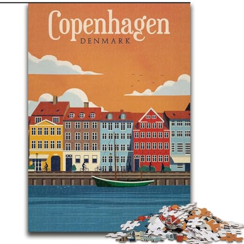 Puzzle 1000 Teile für Teenager Kopenhagen, Spielzeug, Lernspiele, Stressabbau, einzigartige Heimdekoration und Geschenke, 26x38cm Puzzle 1000 Teile für Teenager Kopenhagen, Spielzeug, Lernspiele, Stressabbau, einzigartige Heimdekoration und Geschenke, 26x38cm von ABKMXDKZ