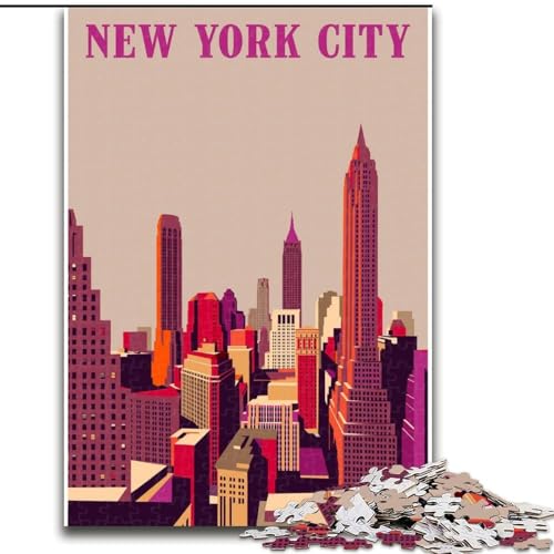 Puzzle 1000 Teile für Teenager New York City, Lernspielzeug, einzigartige Geburtstags- und Geschenkideen für Kinder ab 14 Jahren, 50x75cm von ABKMXDKZ