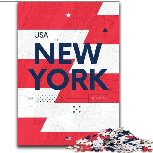 Puzzle 1000 Teile für Teenager New York City, Spielzeug, Lernspiele, Stressabbau, einzigartige Heimdekoration und Geschenke, 50x75cm von ABKMXDKZ