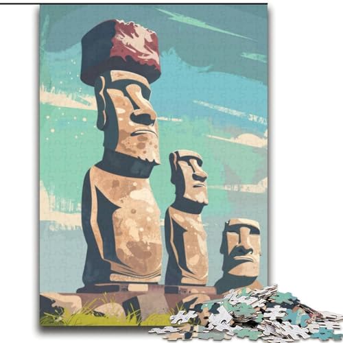 Puzzle 2000 Teile für Erwachsene und Jugendliche, Osterinsel-Moai-Statuen, Spielzeug, Lernspiele, Stressabbau, Stärkung der Liebe zwischen Paaren, 70x100cm von ABKMXDKZ