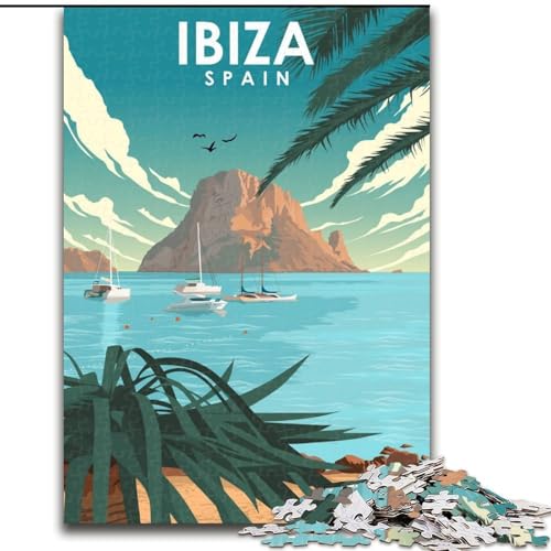 Puzzle für Erwachsene, 1000 Puzzles, Ibiza, Spanien, Vintage-Kunst, Lernspielzeug, Familienspiele, einzigartige Geburtstags- und Geschenkideen, 50x75cm von ABKMXDKZ