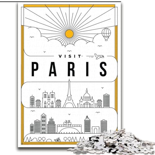 Puzzle für Erwachsene, 1000 Puzzles, Paris, Frankreich, Lernspielzeug, Familienspiele, einzigartige Geburtstags- und Geschenkideen, 50x75cm von ABKMXDKZ
