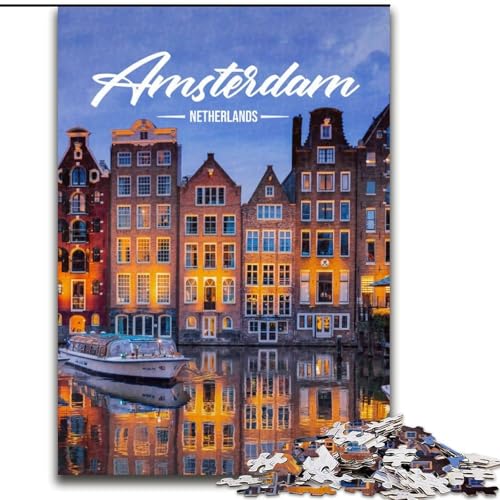 Puzzle für Erwachsene, 1000 Teile, Amsterdam, geeignet für Personen ab 14 Jahren, anspruchsvoll zu lösen, Aber unterhaltsam und humorvoll, tolles Geschenk, 50x75cm von ABKMXDKZ