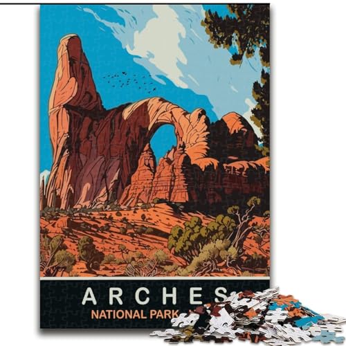 Puzzle für Erwachsene, 1000 Teile, Arches Utah, Familienspiel, Stressabbau, schwierige Herausforderung, stärkt die Liebe zwischen Paaren, 50x75cm von ABKMXDKZ