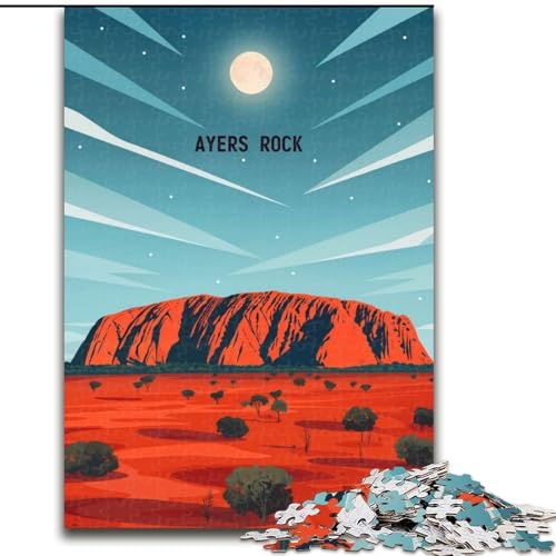 Puzzle für Erwachsene, 1000 Teile, Ayers Rock Moonrise, hilft dem Gehirn, süchtig machendes Spielzeug zu trainieren, um Geduld zu fördern, perfekte Dekoration, 50x75cm von ABKMXDKZ