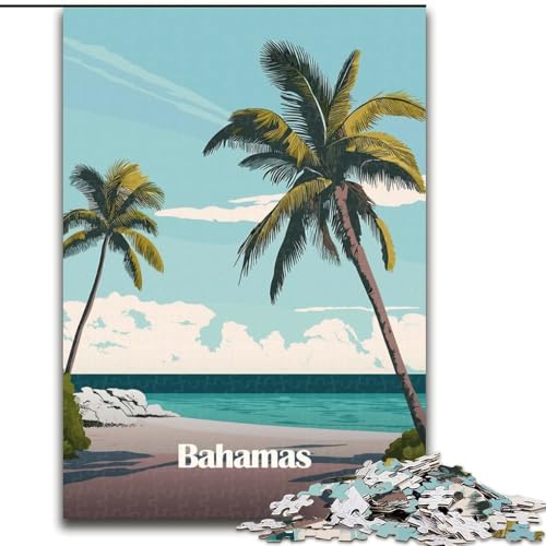 Puzzle für Erwachsene, 1000 Teile, Bahamas, Palmenstrand, geeignet für Kinder ab 14 Jahren, Lernspiele für Zuhause, DIY-Spielzeug, Kunstwerk, Geschenk, 26x38cm von ABKMXDKZ